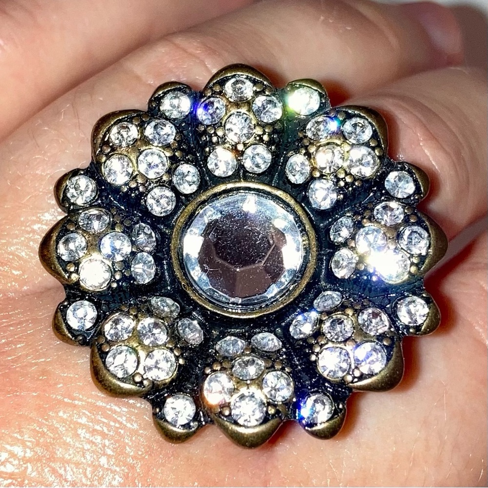 Golden Flower Statement Ring Floral Art Deco Formal Wedding Cocktail Y2K Jewelry